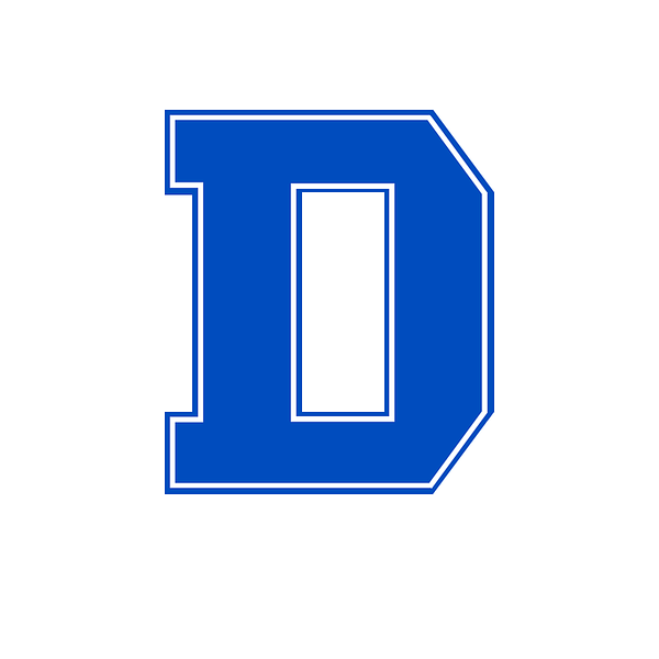 White and Blue D-Logo Logo - Darien 