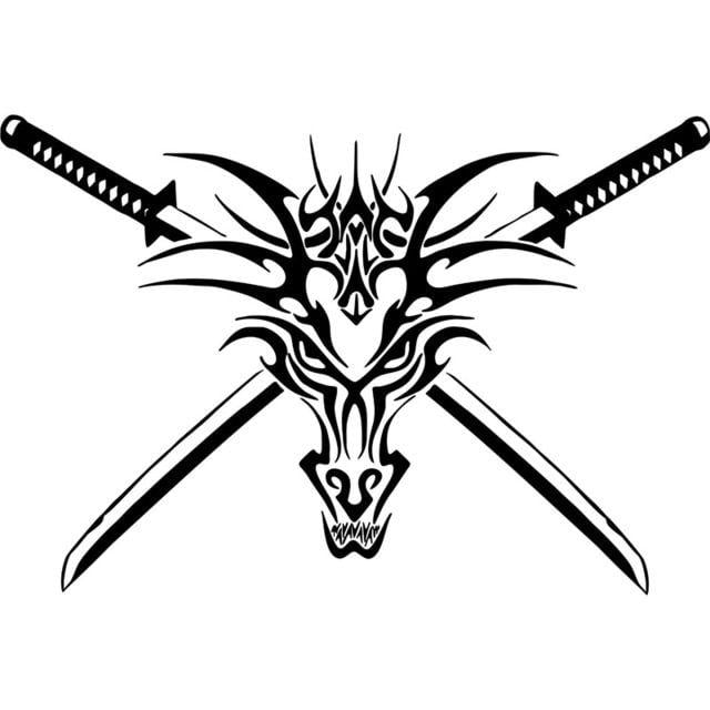 Tribal Dragon Logo - 20cm*13.5cm Tribal Dragon Head Sword Bardian Vinyl Car styling