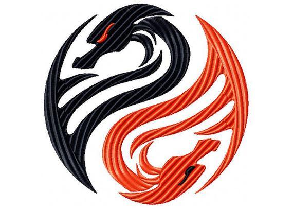 Tribal Dragon Logo - Machine Embroidery Design Yin Yang Tribal Dragon 8 | Etsy