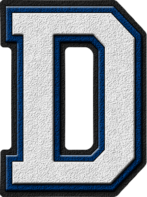 White and Blue D-Logo Logo - Presentation Alphabets: White & Royal Blue Varsity Letter D