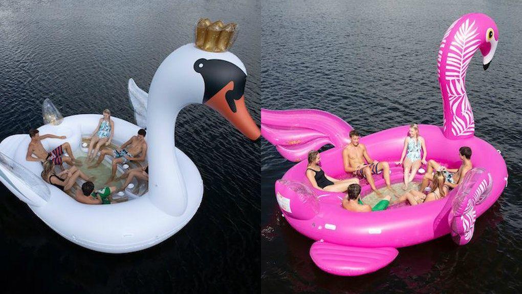 A and Two Swans Sun Logo - These New Inflatable Party Island Floats At Sam's Club Feature