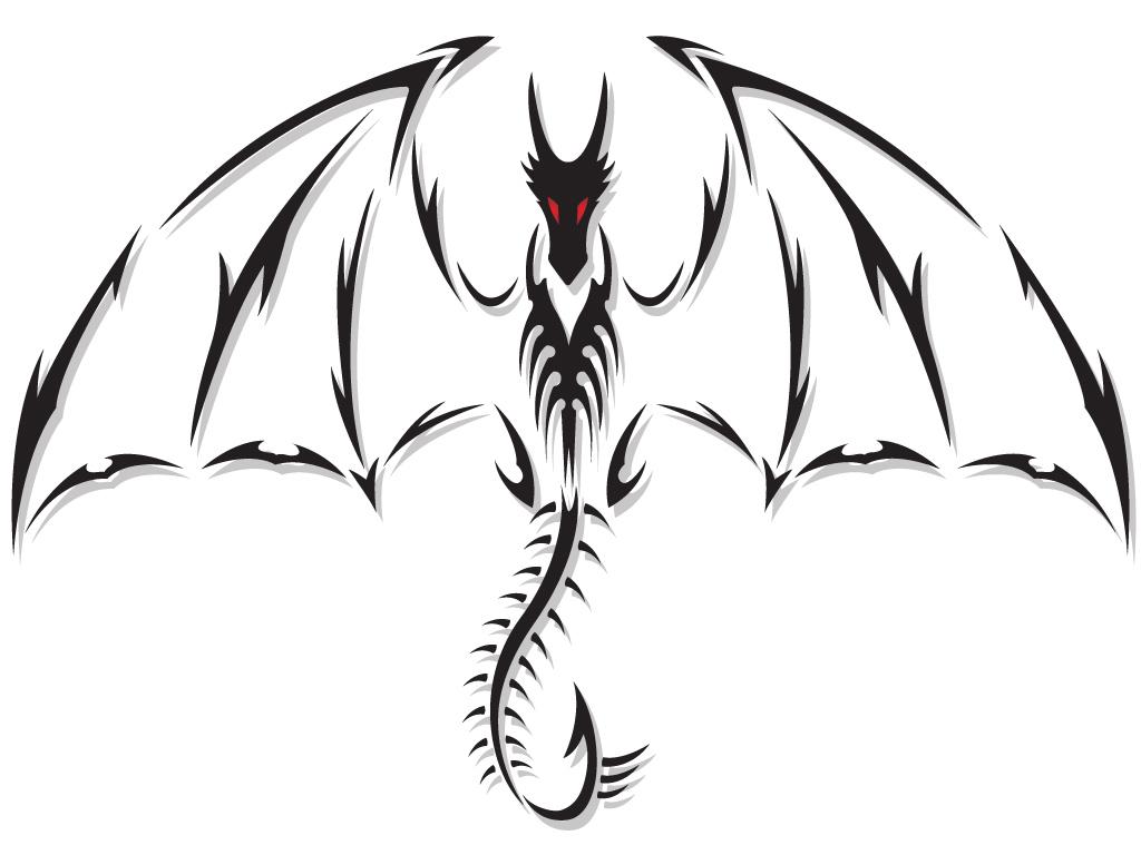Tribal Dragon Logo - Tribal Black Ink Dragon Tattoo Design