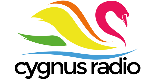 A and Two Swans Sun Logo - Cygnus Radio