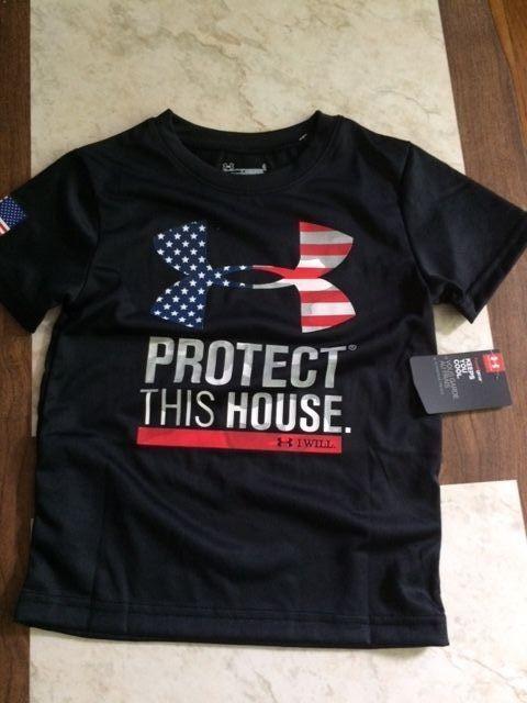 Under Armour Protect This House Logo - Under Armour Shirt Boysheat Gear Black Protect This House UA Size 4