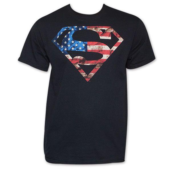 Red Black and White Superman Logo - Superman Red, White And Blue USA Tee Shirt | SuperheroDen.com