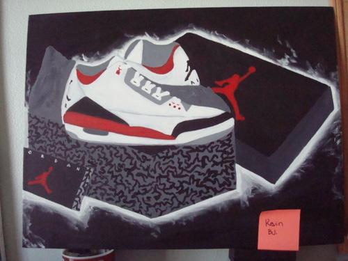 Painted Jordan Logo - Fire Red Air Jordan III Painting by Kevin Bui