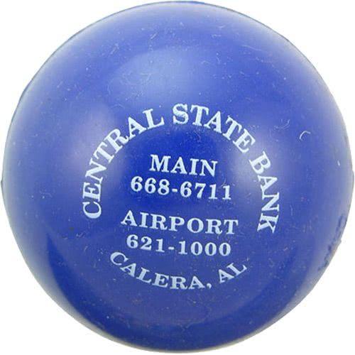 Blue Ball with Company Logo - Promotional Super Bouncy Balls with Custom Logo for $3.50 Ea.