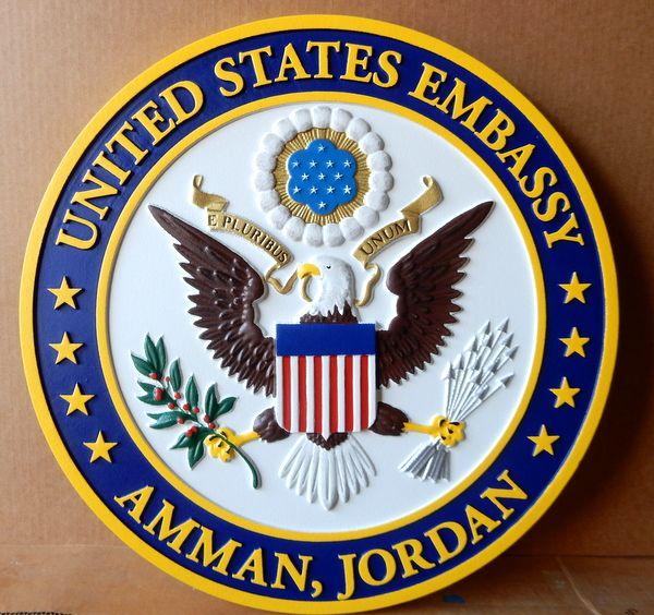 Painted Jordan Logo - federal government round seals carved wood wall plaques
