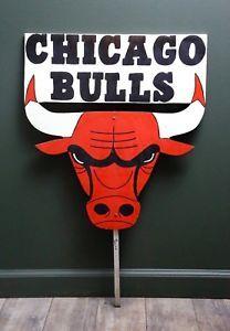 Painted Jordan Logo - CHICAGO BULLS logo Hand Painted Wooden Yard Sign Post Basketball