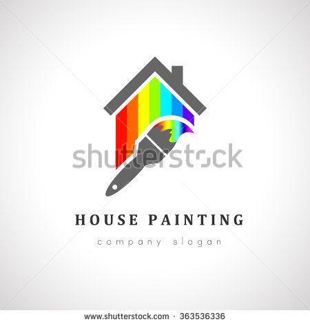 Painter Logo - House painter logo design with paint brush. House made of color ...