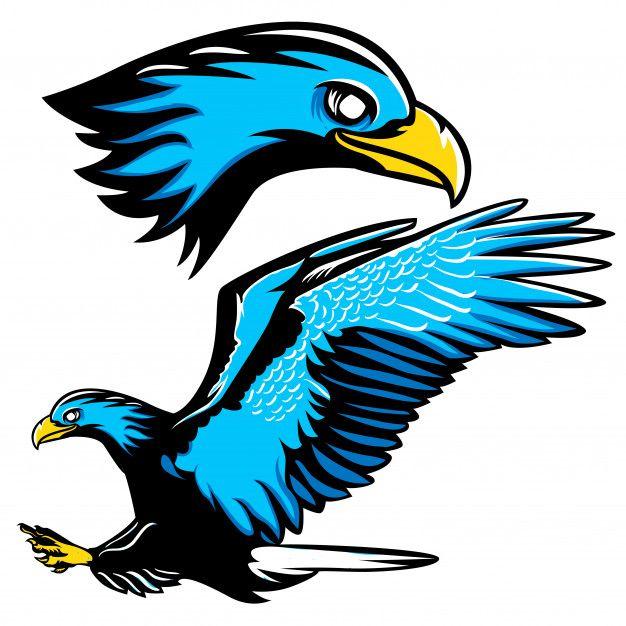A Bird with a Blue Eagle Logo - Blue eagle head mascot logo Vector | Premium Download