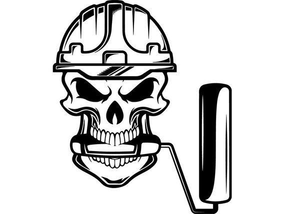 Painter Logo - Painter Logo 11 Skull Paint Roller Painting Paintbrush | Etsy