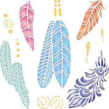 Feather H Logo - Feathers Stencil - (size 5w x 5h) Reusable Wall
