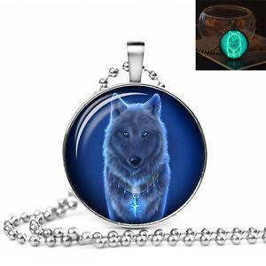 Dark Wolf Cool Logo - UK GLOW IN THE DARK WOLF LARGE PENDANT NECKLACE / Jewellery Gift