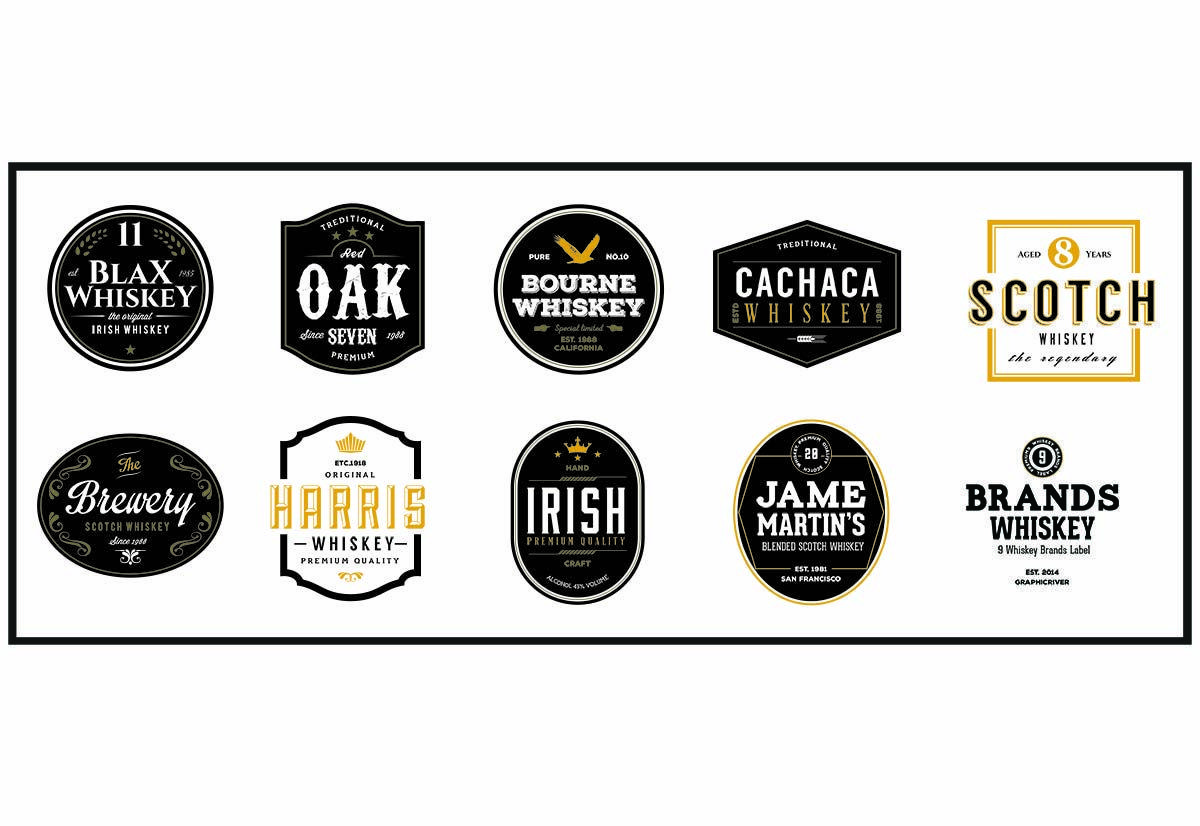 Whiskey Logo - Whiskey brand label collection of vectors | Free download