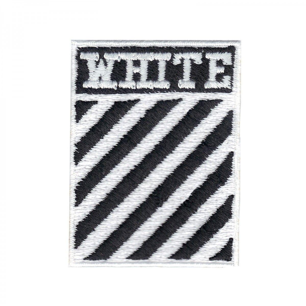 Off White Stripes Logo - White Stripes Box Logo Iron On Applique Patch