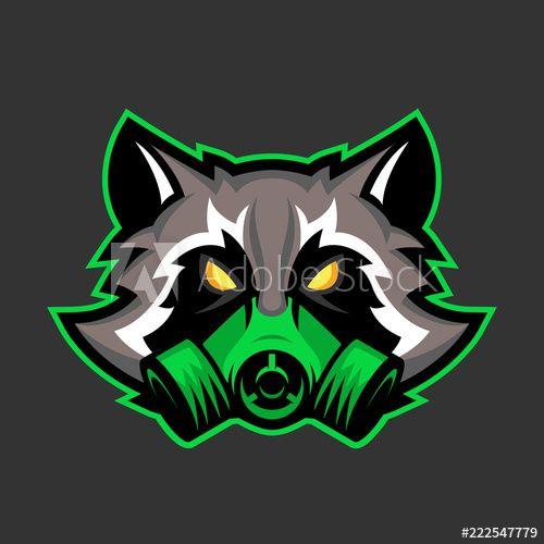 Raccoon Logo - Gas mask raccoon mascot, Sport or esports racoon logo emblem