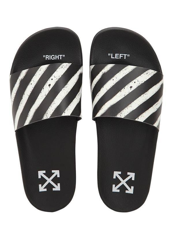 Off White Stripes Logo - Lyst - Off-White c/o Virgil Abloh Spray Stripes Slide Sandals in ...