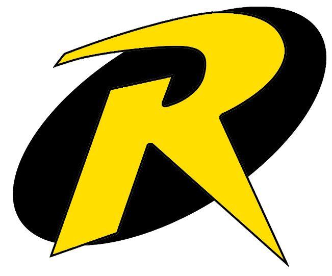 Robin Superhero Logo - Superhero Symbols | Save both the oval and the R. The faint grey R ...