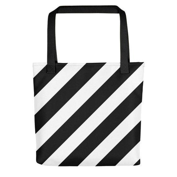 Off White Stripes Logo - Black & White Stripes Tote bag Like the Off White Virgil | Etsy