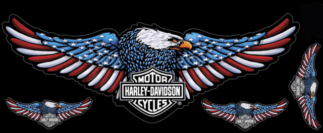 A Bird with a Blue Eagle Logo - Harley-Davidson Official Decals Red White Blue Eagle Stick ONZ 4 ...