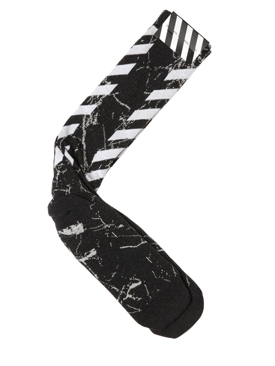 Off White Stripes Logo - Off-White c/o Virgil Abloh Black Marble Logo Socks in Black for Men ...