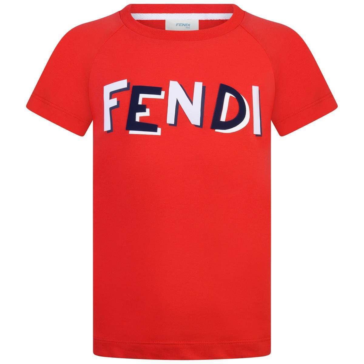Top Red Logo - Fendi Boys Red Logo Print Top
