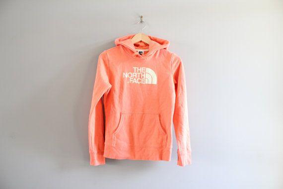 Pastel Orange Logo - North Face Hoodie Pastel Orange Big Logo Sweatshirt Fleece Lining