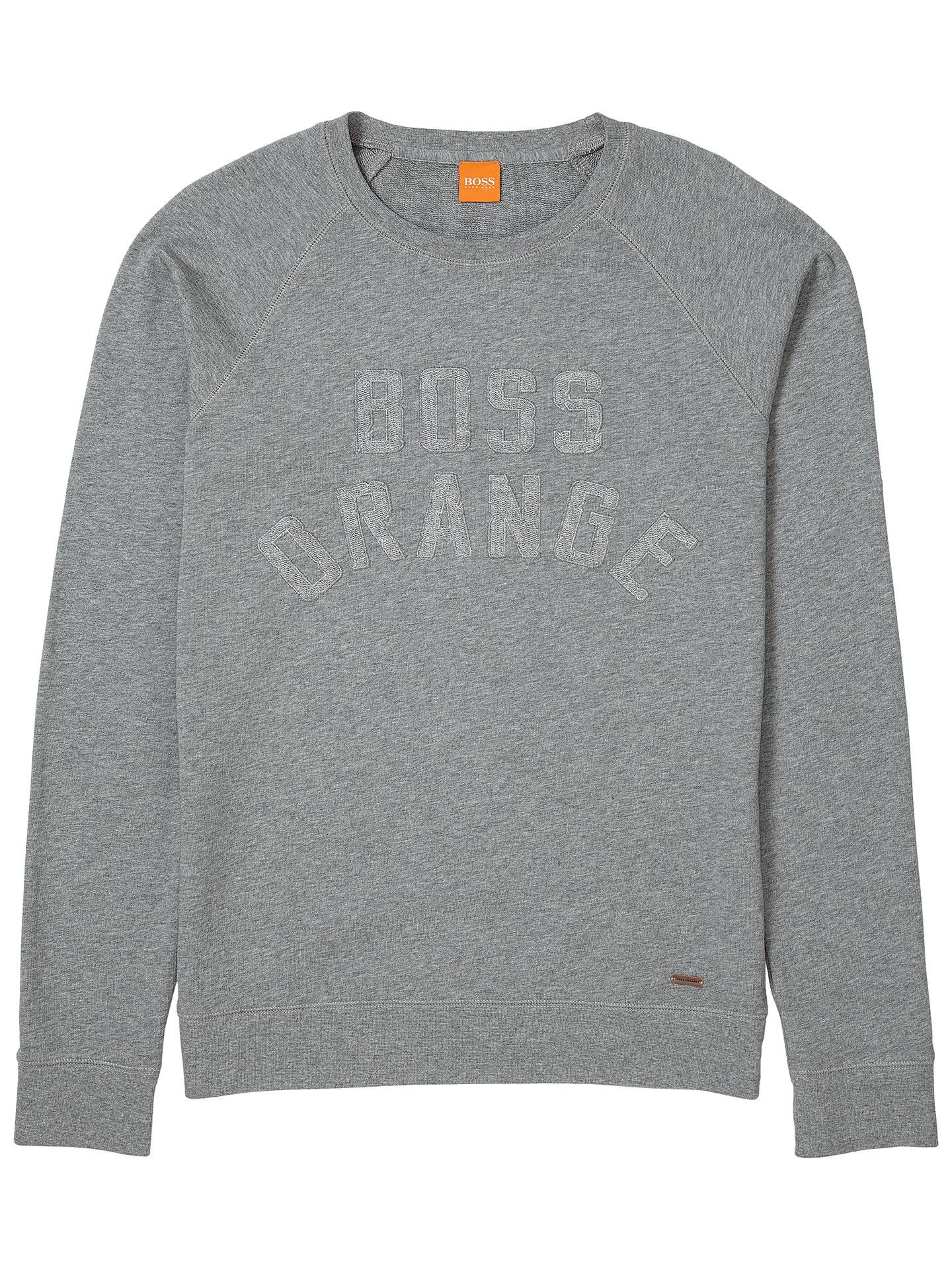 Pastel Orange Logo - BOSS Orange Wilkens Logo Sweatshirt, Light Pastel Grey at John Lewis
