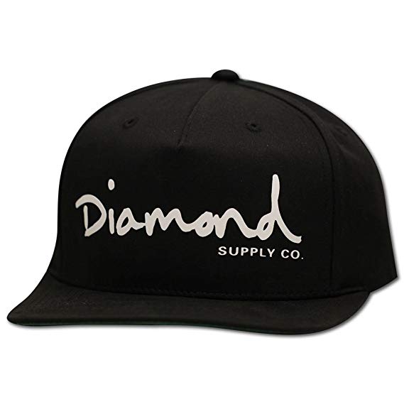 Black and White Diamond Clothing Logo - Diamond Supply Co OG Script Snapback Black White: Amazon.co.uk: Clothing