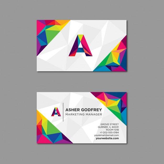 Colorful Triangle Logo - Polygonal business card in multiple colors Vector | Free Download