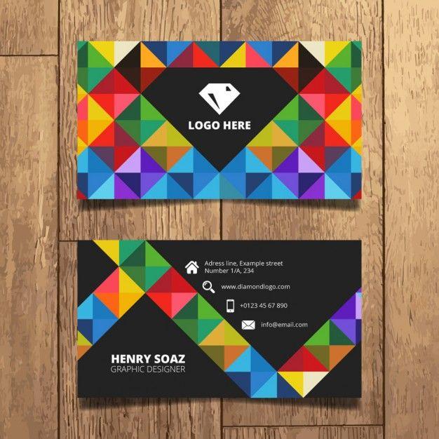 Colorful Triangle Logo - Colorful triangles business card design Vector