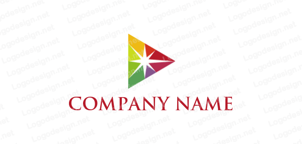 Colorful Triangle Logo - negative space star inside colorful triangle | Logo Template by ...