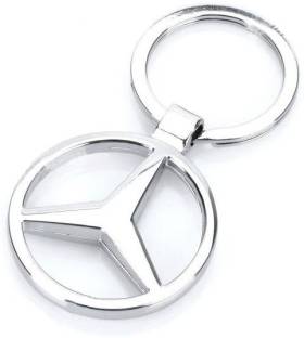 Silver Circle Car Logo - Tootpado Mercedes Benz Car Logo Leather Key Chain Tootpado