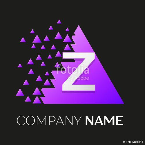 Colorful Triangle Logo - Realistic letter Z vector logo symbol in the colorful triangle with ...
