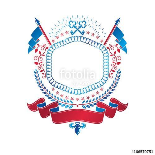 Old Element Logo - Graphic emblem made with Old Turnkey Key element, flags and majestic ...