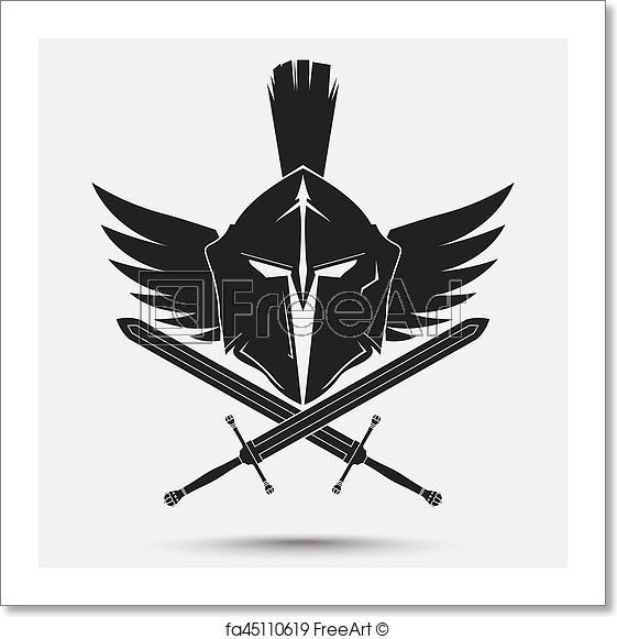 Spartan Helmet Logo - Free art print of Spartan warrior Helmet. Spartan Helmet logo with ...