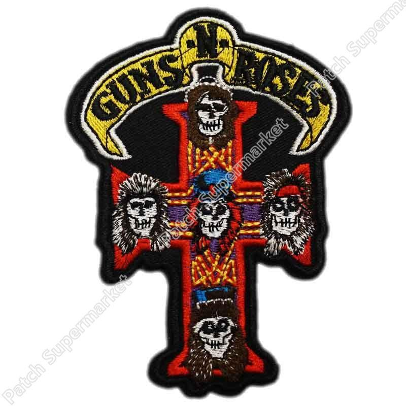 Guns and Roses Cross Logo - 4.5 GUNS N ROSES Metal Rock Punk retro sew applique iron on patch