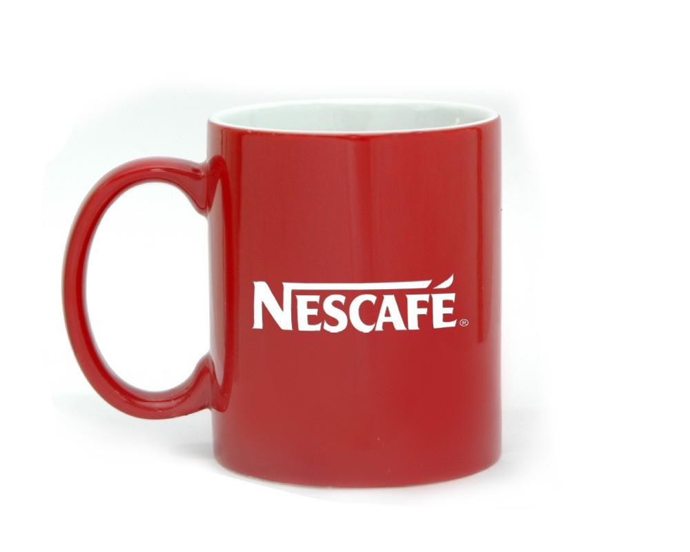 Red and White Coffee Logo - Ceramic Coffee Mug Red Inner White with Logo printing. Regular C