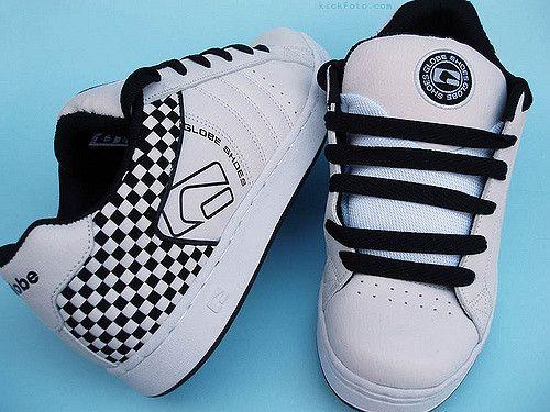 White Checker Globe Logo - Globe Focus Checker | Globe Focus Skate Shoe. White/Black 'C… | Kick ...