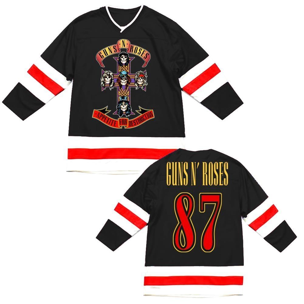 Guns and Roses Cross Logo - Guns N Roses Cross Hockey Mens Jersey T-Shirt