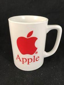 Red and White Coffee Logo - Apple Computer Mac Logo Coffee Mug Tea Cup White & Red EUC | eBay