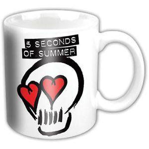 Red and White Coffee Logo - 5 Seconds Of Summer Band Skull White Red Logo Coffee Tea Mug Cup ...