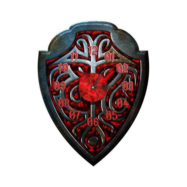 Black and Red Shield Logo - Home Decor Wall Decals 3D Effect Clock Black and Red Shield Pattern