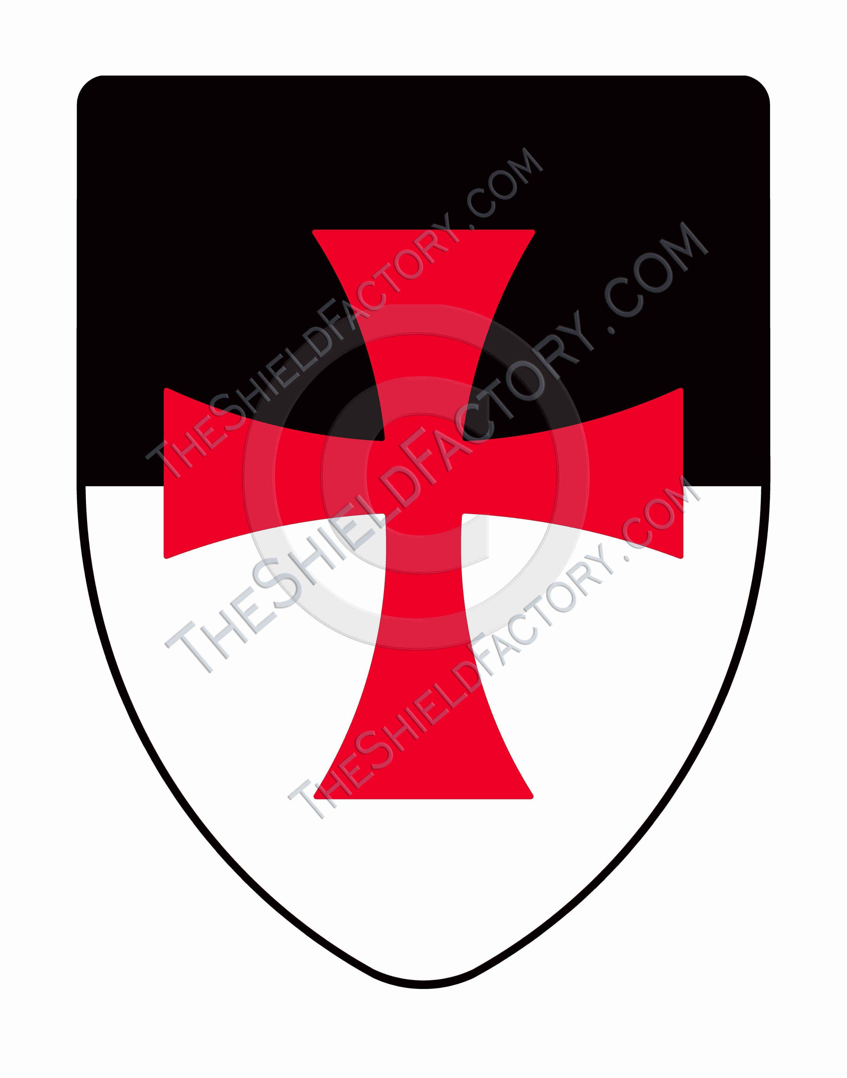 Red Black and White Cross Logo - Templar Knights Medieval Shield, Hand Painted