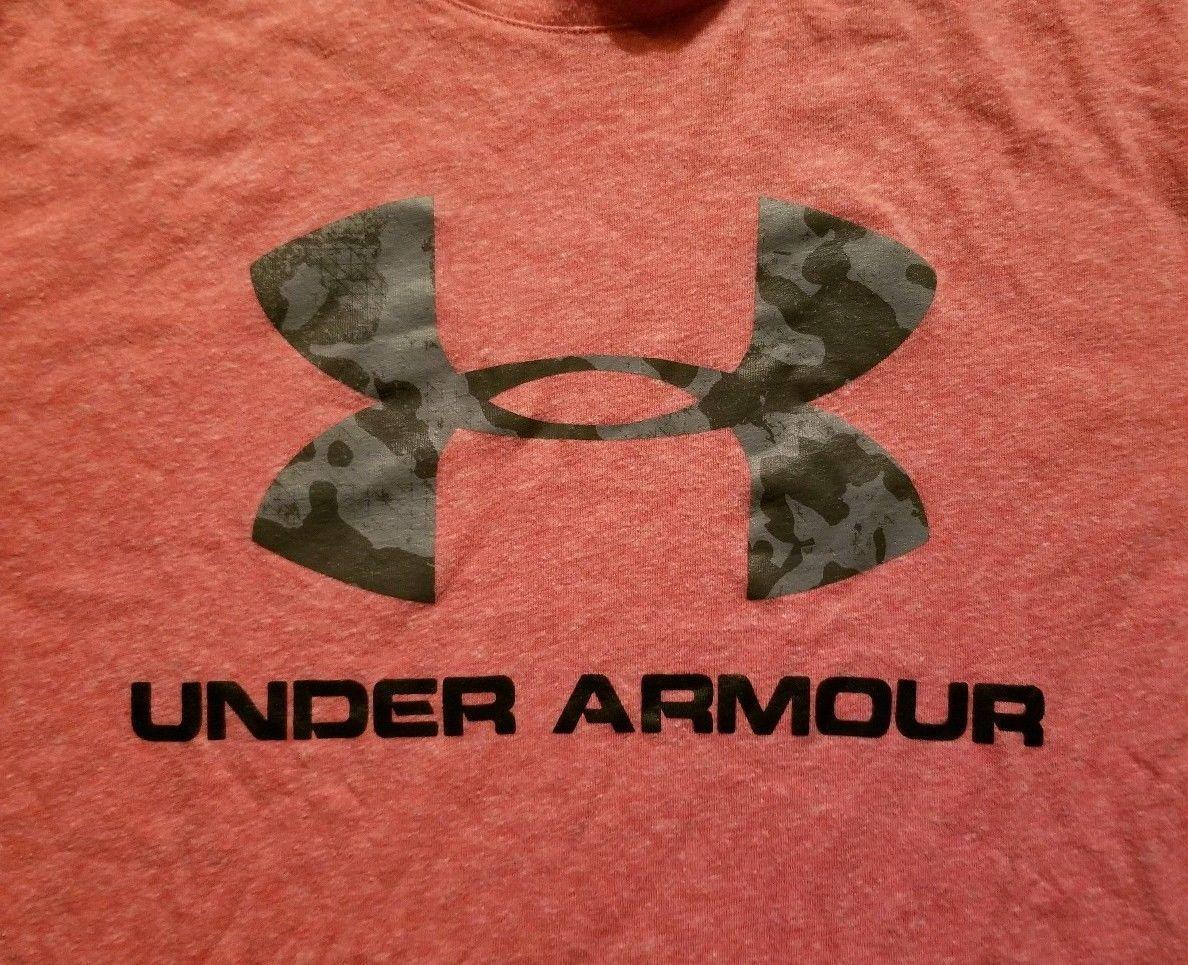 Red Camo Logo - Under Armour Red Heat Gear T Shirt With Gray Camo Logo Size Large L