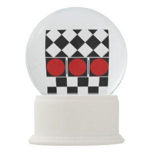 White Checker Globe Logo - Black White Checkered Pattern Snow Globes | Zazzle