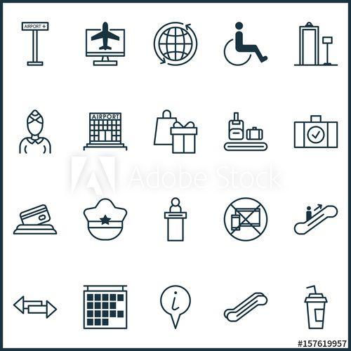 White Checker Globe Logo - Airport Icons Set. Collection Of Airfield Manufacture, Internet ...