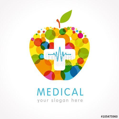 Company Cross Logo - Medical company colored apple plus logo. Medical pharmacy white ...
