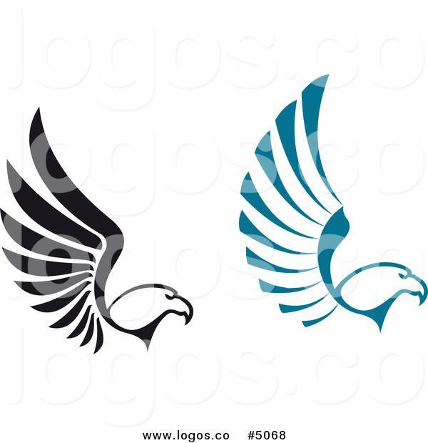 Blue Eagle Logo - Royalty Free Vector of Black and Blue Flying Eagle Logos